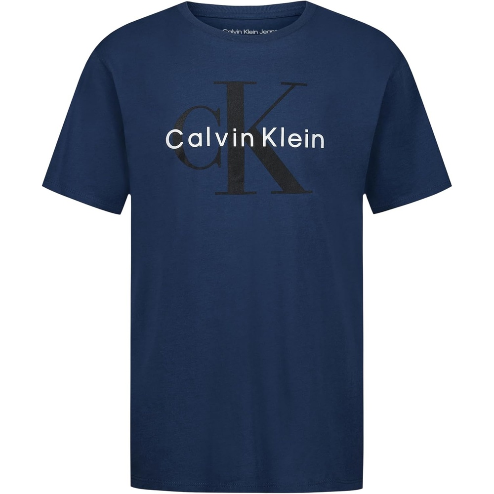 image:imageCalvin Klein Boys Short Sleeve Logo Crew Neck TShirt Soft Comfortable Relaxed FitCk Ensign Blue