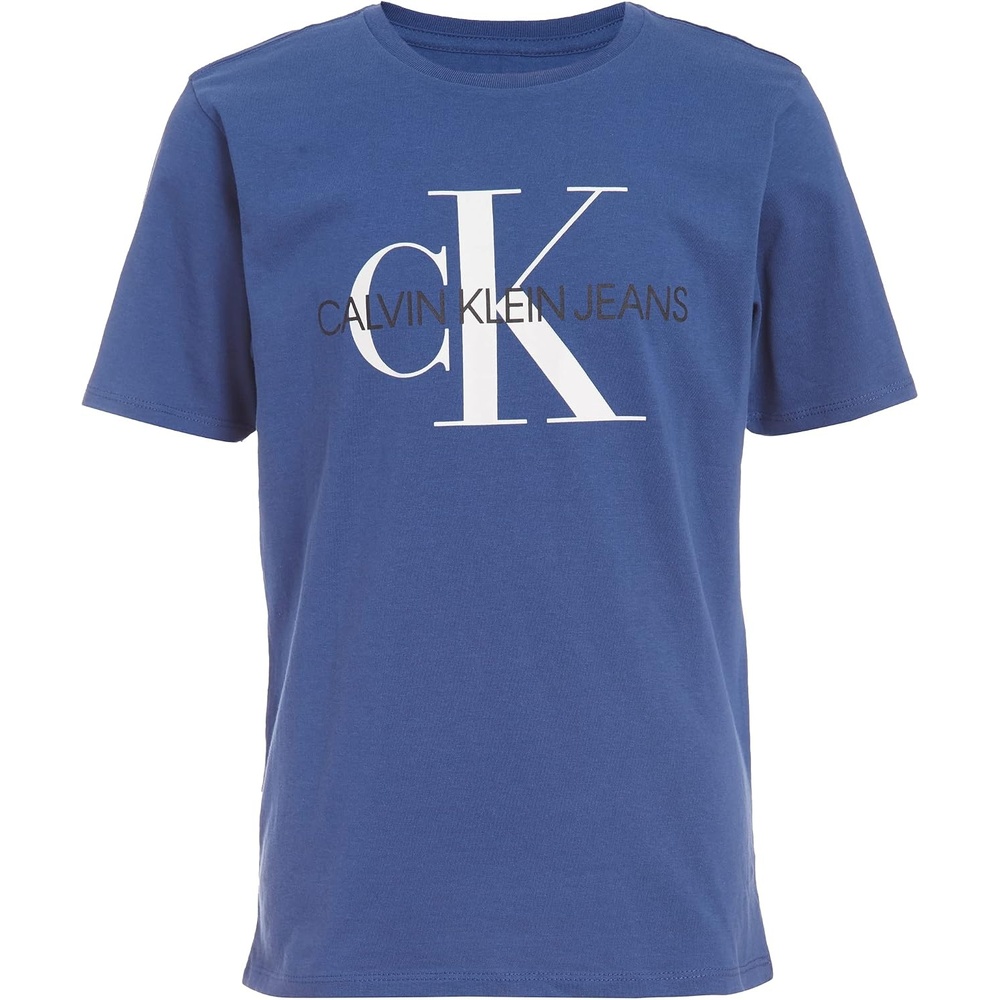 image:imageCalvin Klein Boys Short Sleeve Logo Crew Neck TShirt Soft Comfortable Relaxed FitCk Old School Industry Blue
