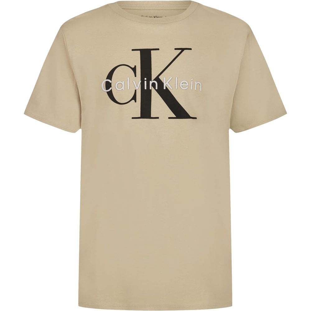 image:imageCalvin Klein Boys Short Sleeve Logo Crew Neck TShirt Soft Comfortable Relaxed FitCk White Pepper