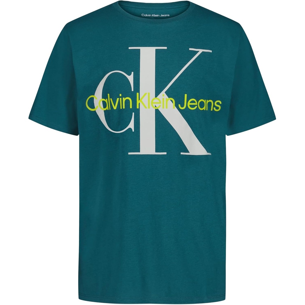 image:imageCalvin Klein Boys Short Sleeve Logo Crew Neck TShirt Soft Comfortable Relaxed FitMono Mediterranea