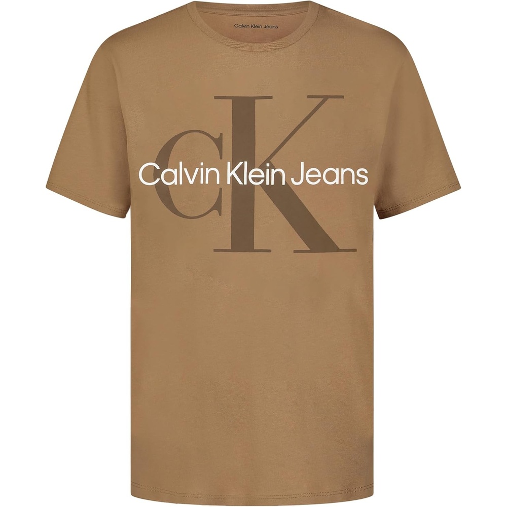 image:imageCalvin Klein Boys Short Sleeve Logo Crew Neck TShirt Soft Comfortable Relaxed FitMono Tigers Eye