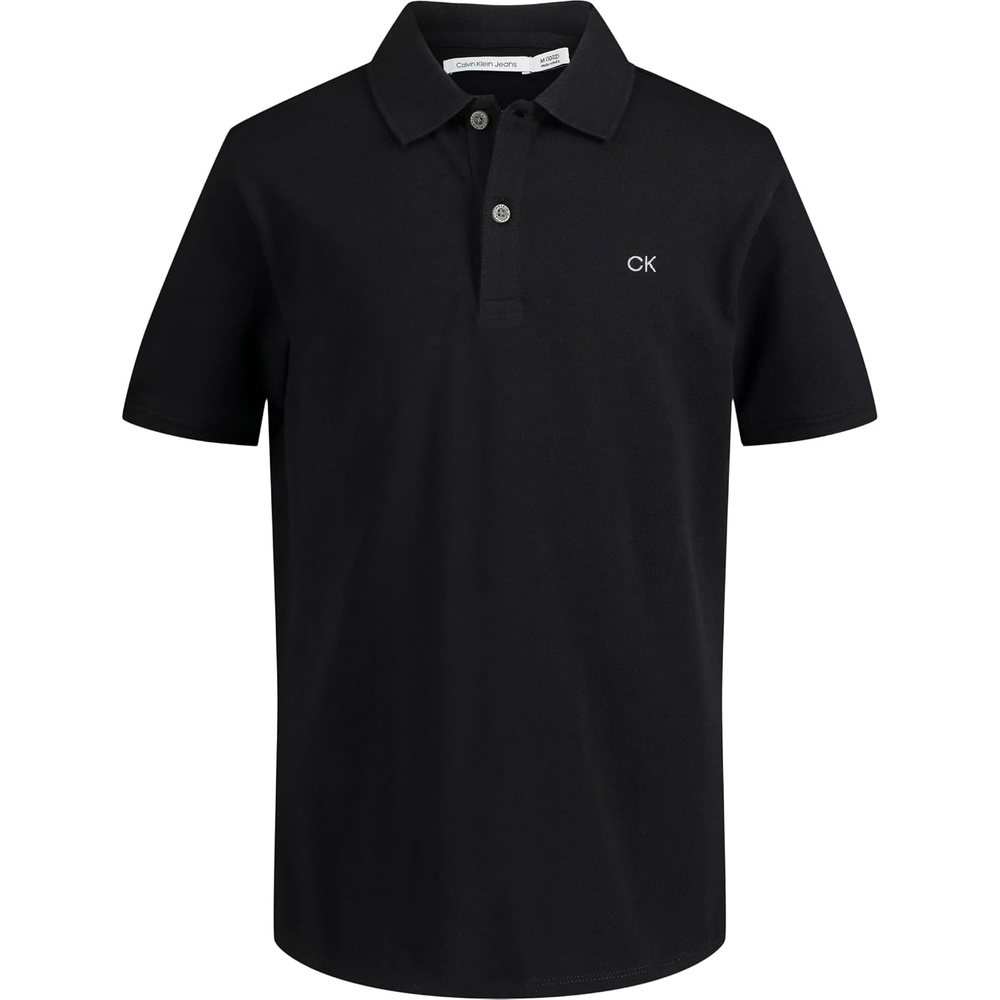 image:imageCalvin Klein Boys Short Sleeve Micro Pique Solid Polo Button Closure Soft amp ComfortableClassic Black