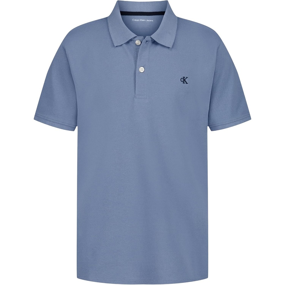 image:imageCalvin Klein Boys Short Sleeve Micro Pique Solid Polo Button Closure Soft amp ComfortableInfinity