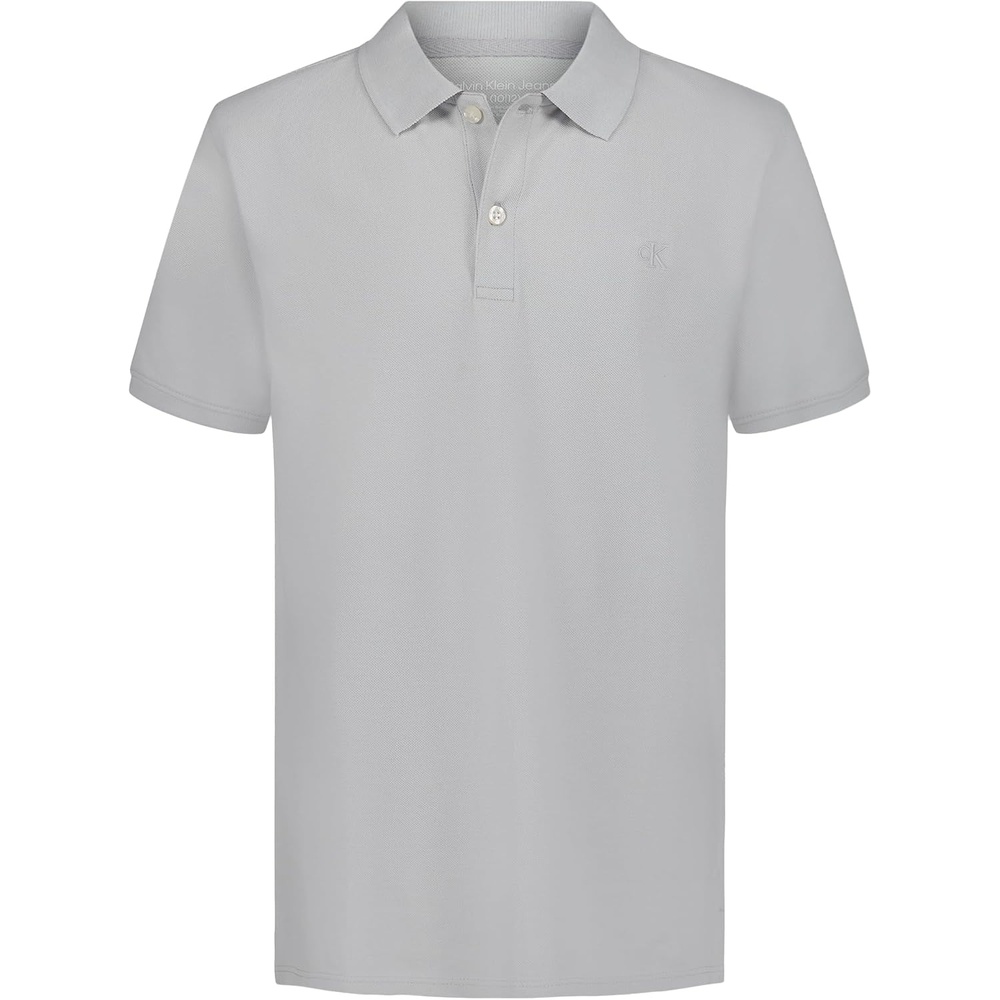 image:imageCalvin Klein Boys Short Sleeve Micro Pique Solid Polo Button Closure Soft amp ComfortableLunar Rock