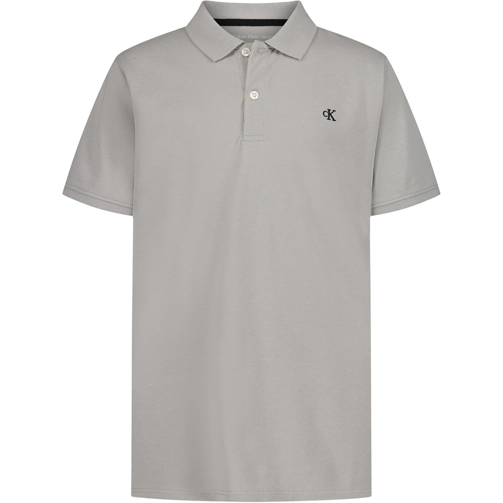 image:imageCalvin Klein Boys Short Sleeve Micro Pique Solid Polo Button Closure Soft amp ComfortablePaloma