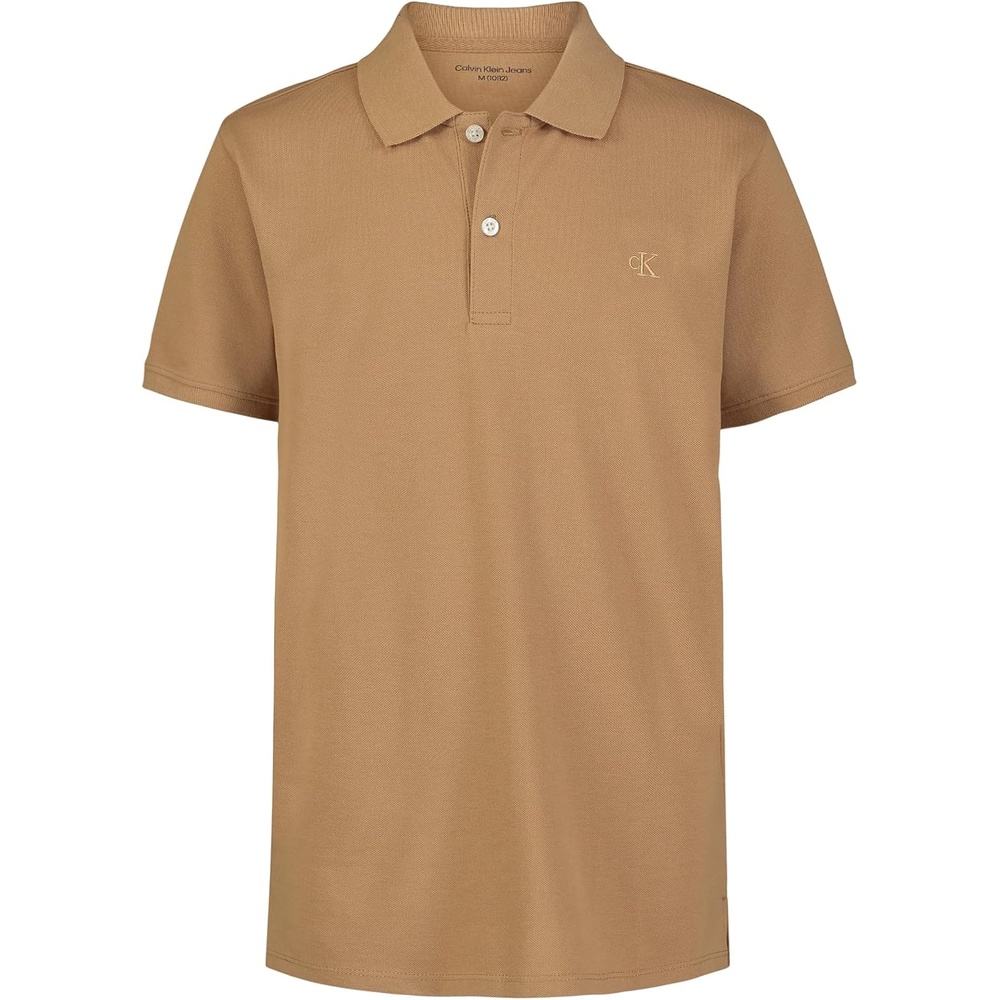 image:imageCalvin Klein Boys Short Sleeve Micro Pique Solid Polo Button Closure Soft amp ComfortableTigers Eye