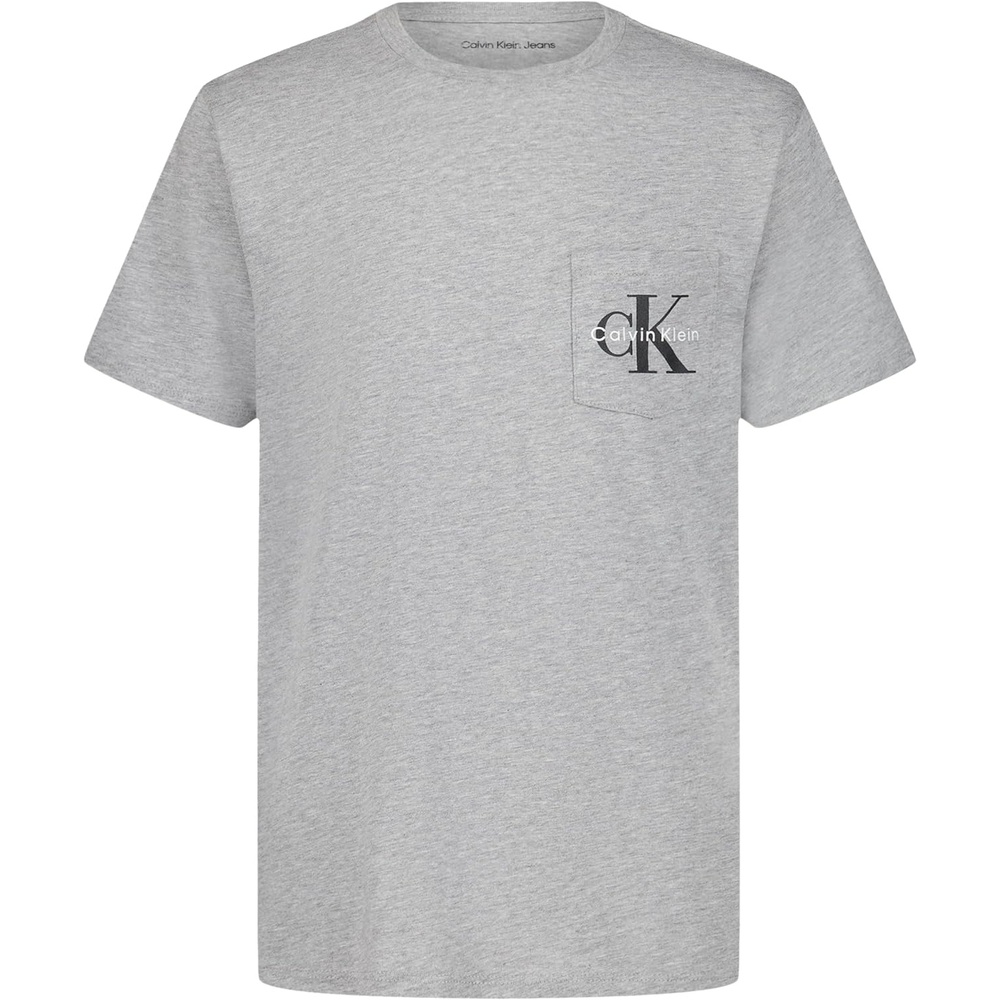 image:imageCalvin Klein Boys Short Sleeve Pocket Logo Crew Neck TShirt Soft Comfortable Relaxed FitLt Grey Heather