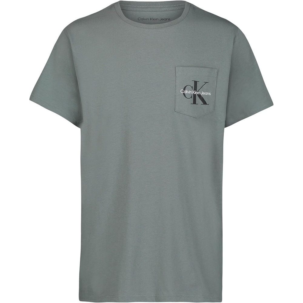 image:imageCalvin Klein Boys Short Sleeve Pocket Logo Crew Neck TShirt Soft Comfortable Relaxed FitStormy Sea