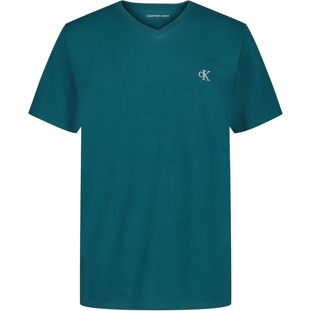 image:imageCalvin Klein Boys Short Sleeve Solid VNeck TShirt Soft Comfortable Relaxed FitMediterranea