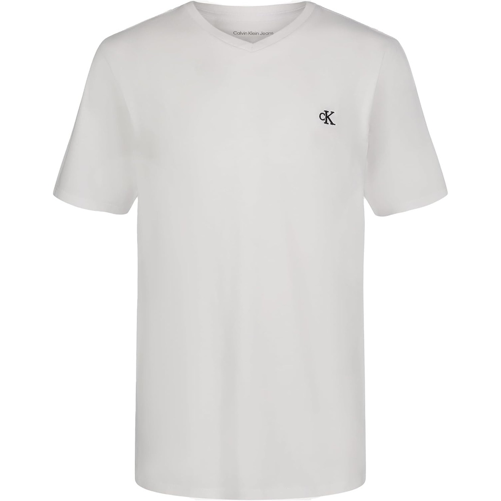 image:imageCalvin Klein Boys Short Sleeve Solid VNeck TShirt Soft Comfortable Relaxed FitMono White