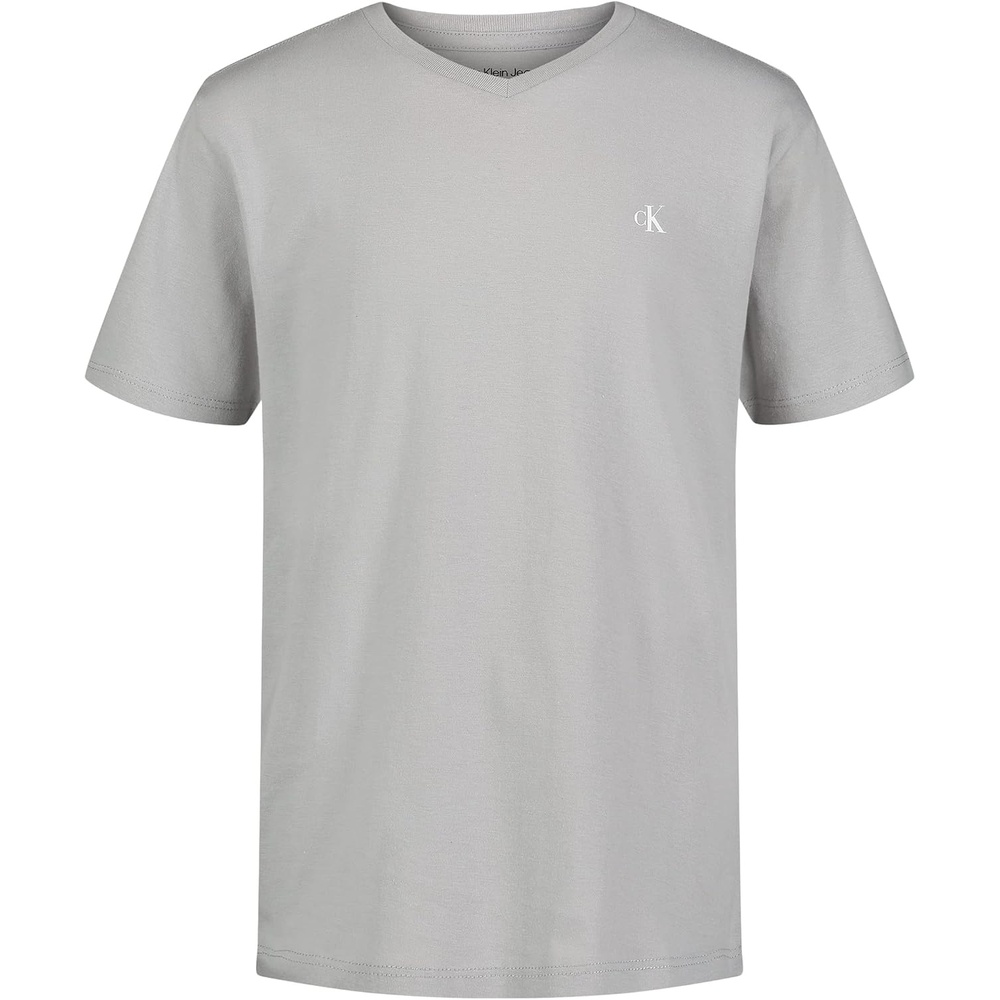 image:imageCalvin Klein Boys Short Sleeve Solid VNeck TShirt Soft Comfortable Relaxed FitQuarry Grey