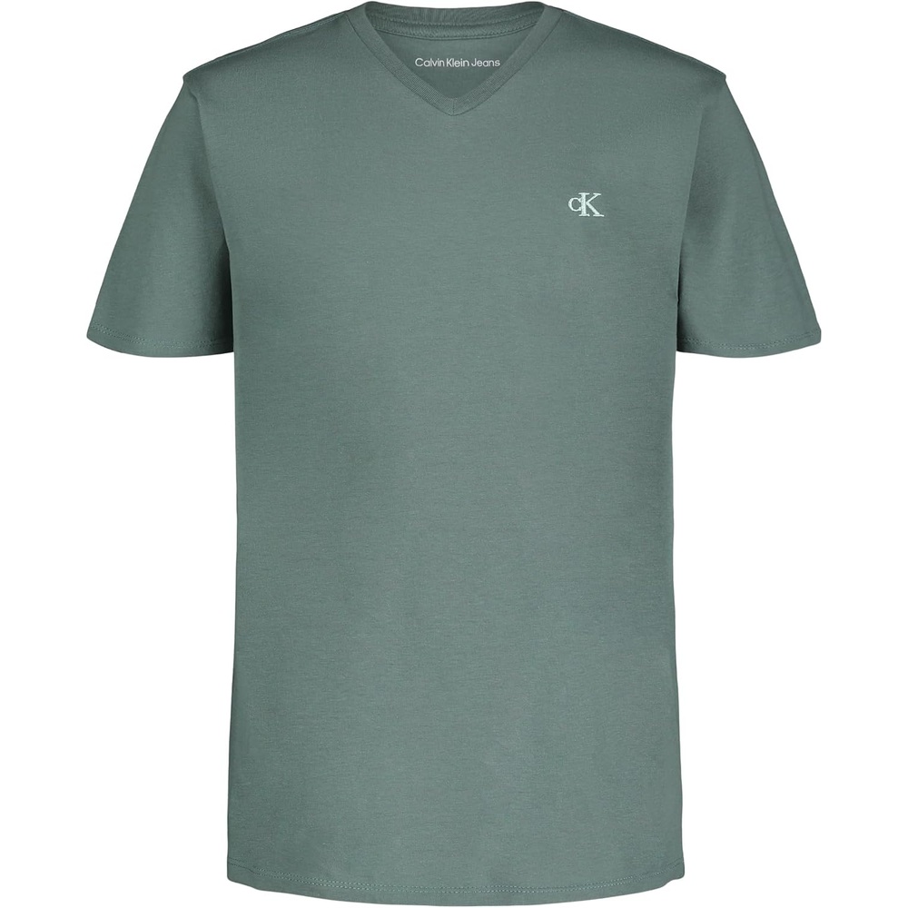 image:imageCalvin Klein Boys Short Sleeve Solid VNeck TShirt Soft Comfortable Relaxed FitSagebrush Green