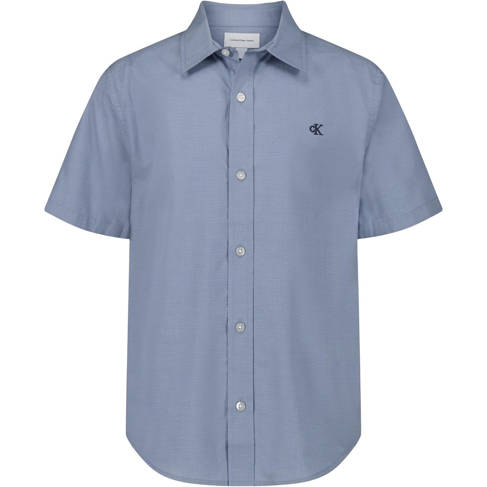 image:imageCalvin Klein Boys Short Sleeve Woven ButtonDown ShirtInfinity Mini Stripe