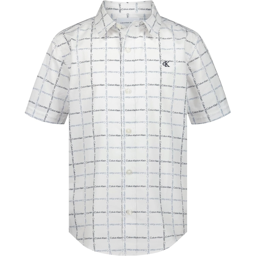 image:imageCalvin Klein Boys Short Sleeve Woven ButtonDown ShirtLogo Plaid White