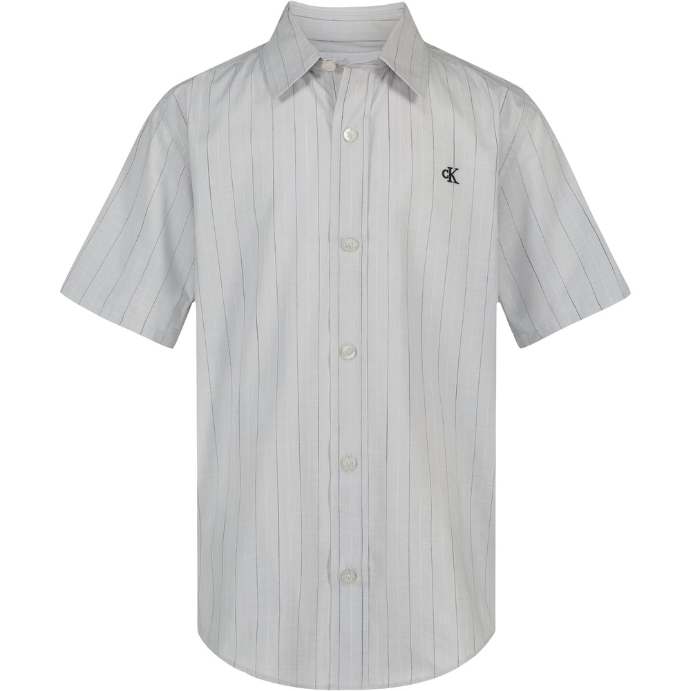 image:imageCalvin Klein Boys Short Sleeve Woven ButtonDown ShirtSlub Stripe Microship