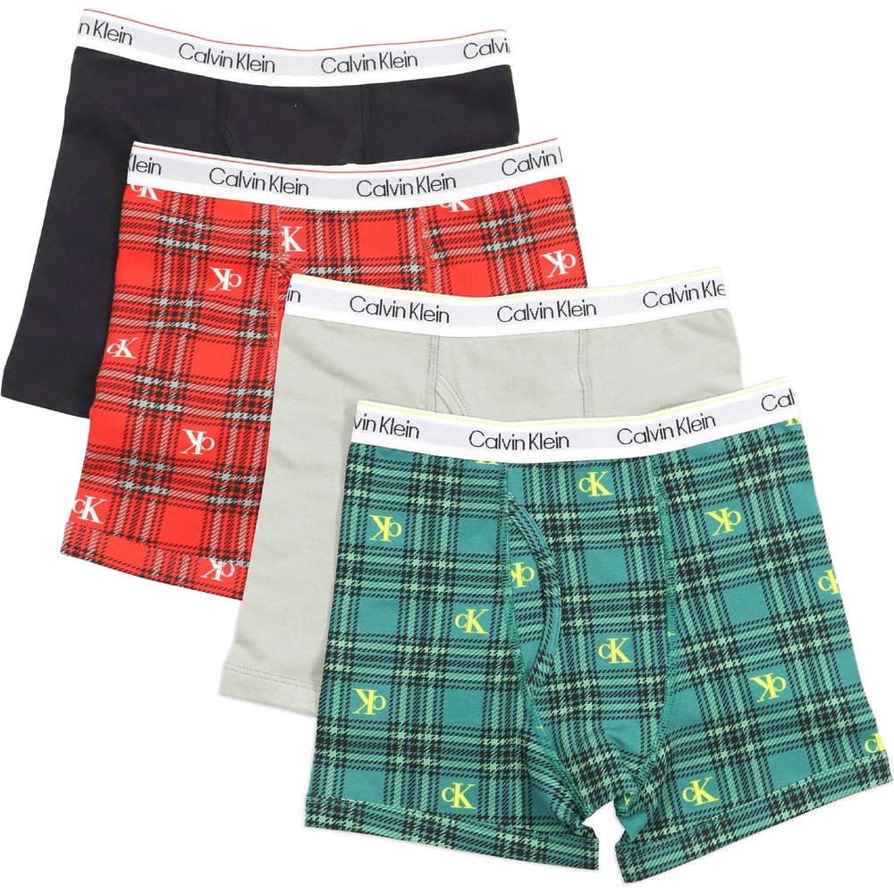 image:imageCalvin Klein Boys Underwear Four Pack Boxer Brief Value PackBlackGreyPlaid
