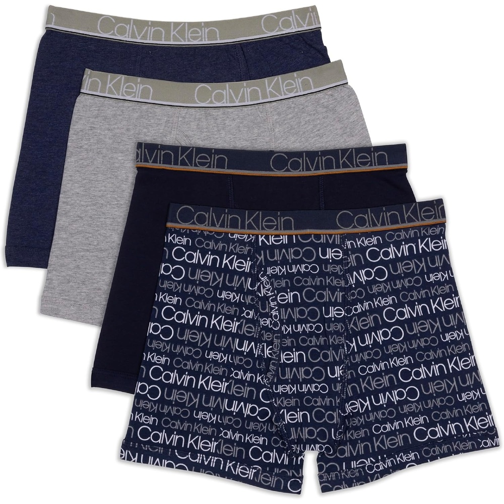 image:imageCalvin Klein Boys Underwear Four Pack Boxer Brief Value PackBlue CkHeather Grey