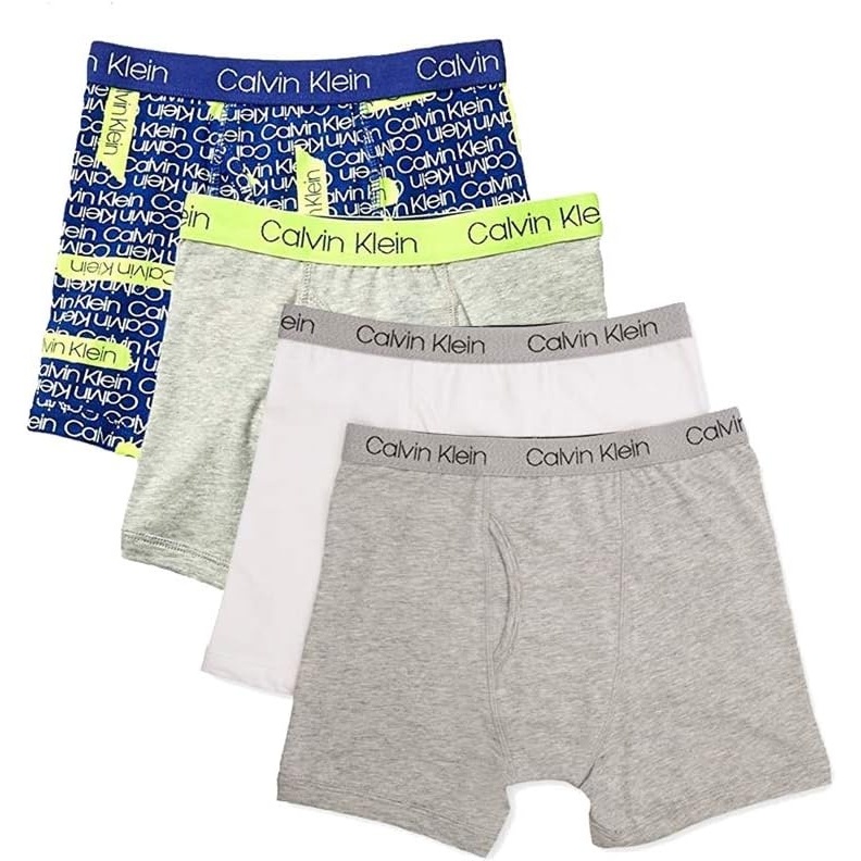 image:imageCalvin Klein Boys Underwear Four Pack Boxer Brief Value PackBlue StripeWhiteGrey