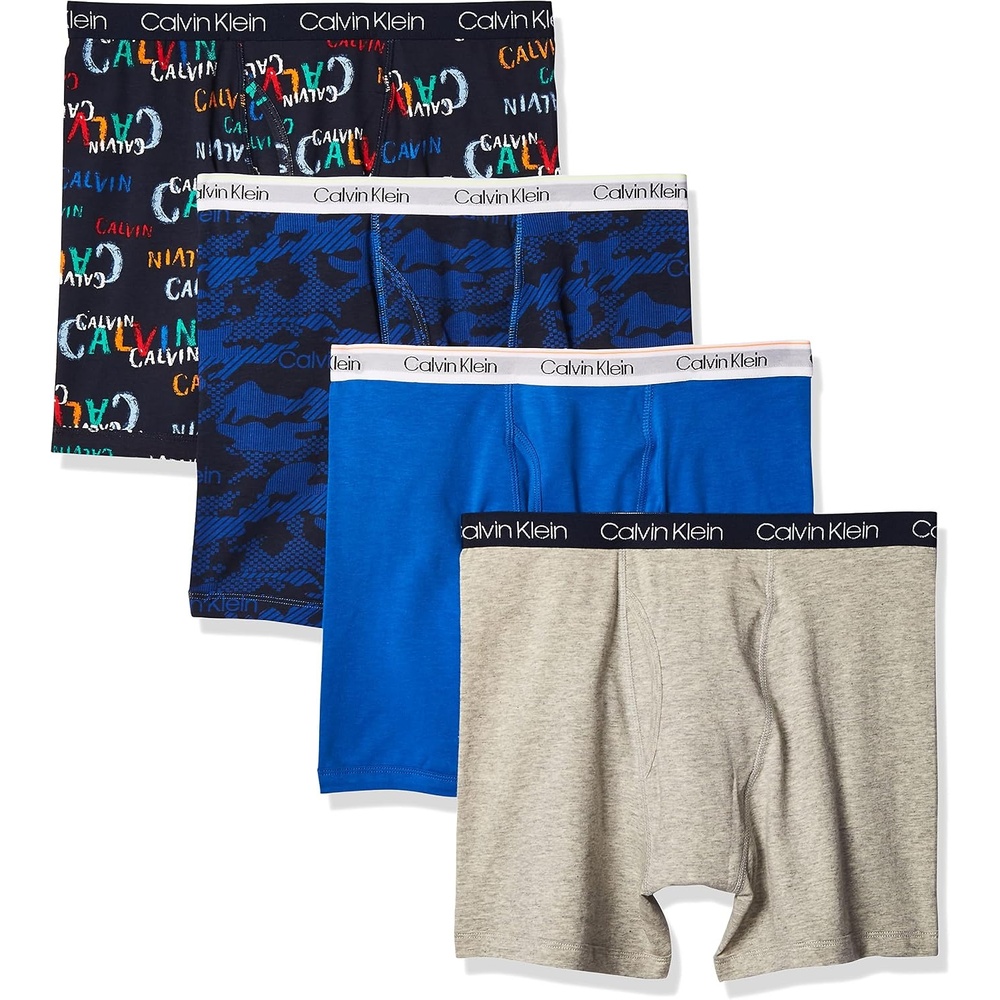 image:imageCalvin Klein Boys Underwear Four Pack Boxer Brief Value PackHeather Grey CamoBlue Camo