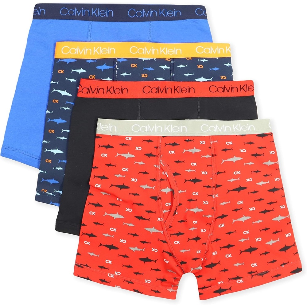 image:imageCalvin Klein Boys Underwear Four Pack Boxer Brief Value PackRed SharksBlack Iris Sharks