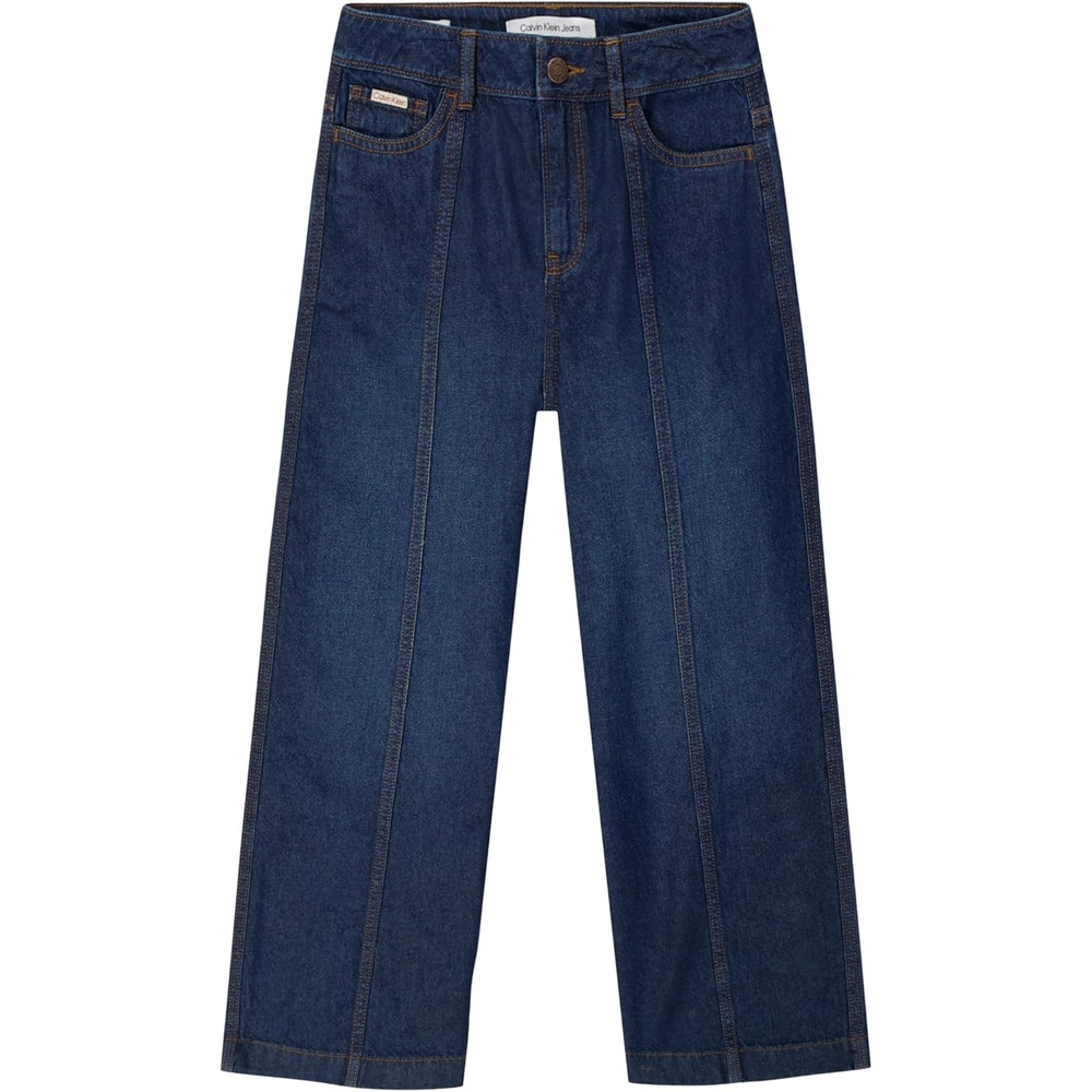 image:imageCalvin Klein Girls 5Pocket Seamed Wide Leg Denim Jean Zipper Fly amp Button ClosureVintage Dark Wash