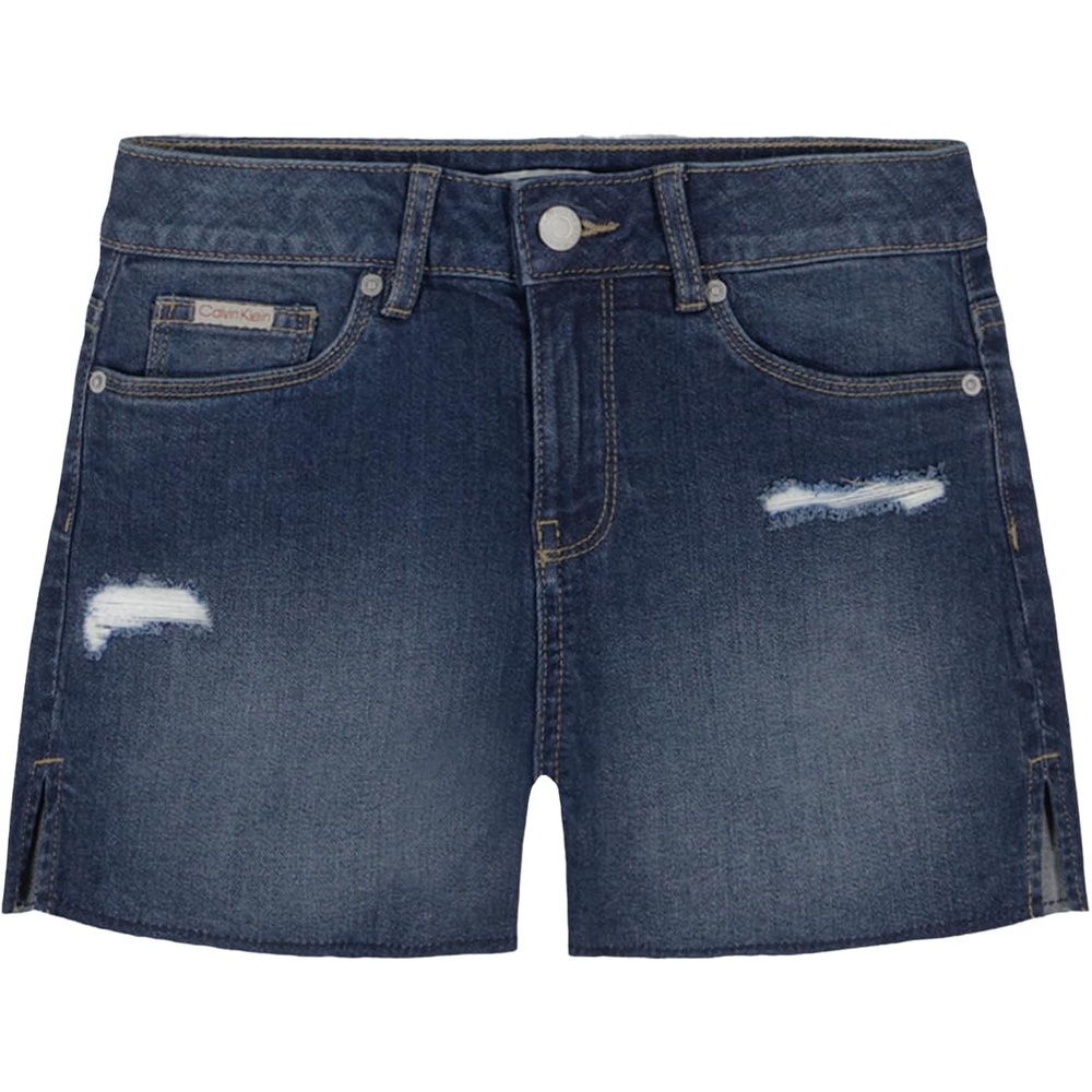 image:imageCalvin Klein Girls Boyfriend Fit Stretch Denim Jean ShortsAuthenticDistressed Monogram