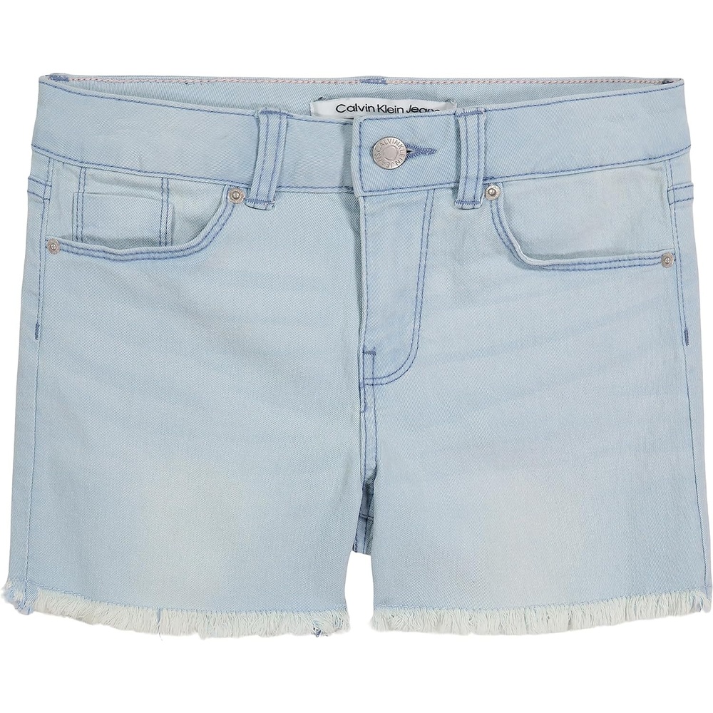 image:imageCalvin Klein Girls Boyfriend Fit Stretch Denim Jean ShortsStratusCut Off