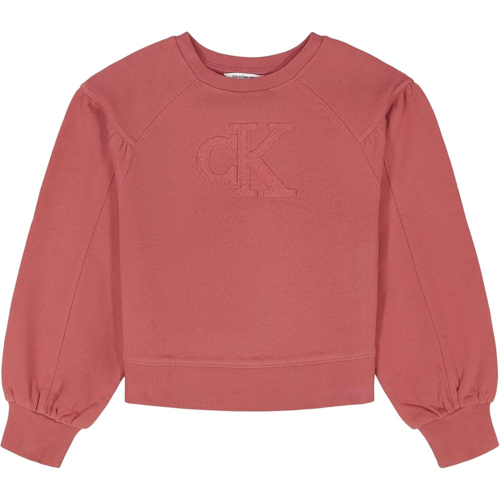 image:imageCalvin Klein Girls Long Sleeve Popover Cozy Crew Neck SweatshirtFrench Terry Mauvewood