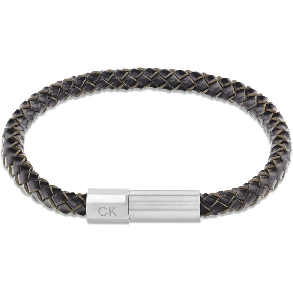 image:imageCalvin Klein Industrial Facets Jewelry Collection for Men  Leather Braided Bracelet with Adjustable Magnetic Closure  Premium Fashion Jewelry Accessory  Gift for HimBlackSilver