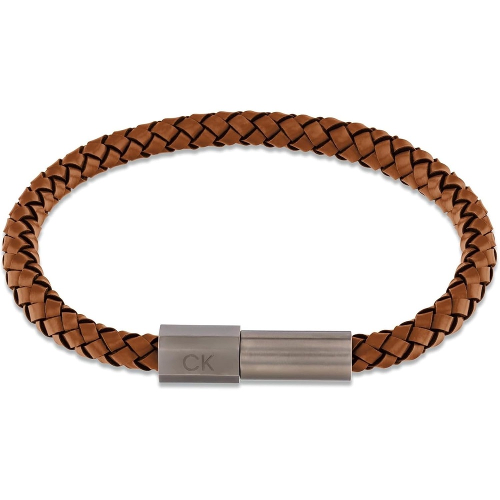 image:imageCalvin Klein Industrial Facets Jewelry Collection for Men  Leather Braided Bracelet with Adjustable Magnetic Closure  Premium Fashion Jewelry Accessory  Gift for HimGunmetalBrown