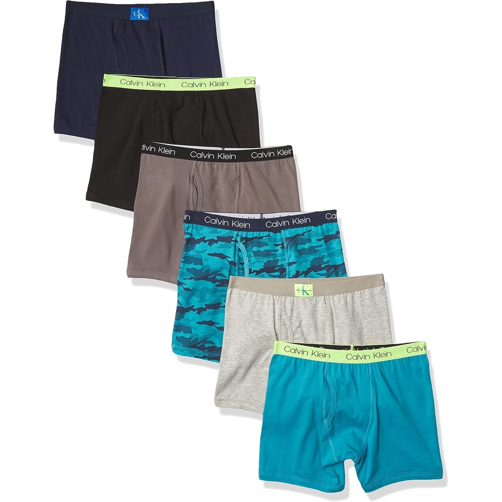 image:imageCalvin Klein Kids Boys Modern Cotton Boxer Brief Underwear 6PackCastlerock GreyMoon BlueBlack IrisCamoHeather GreyBlack