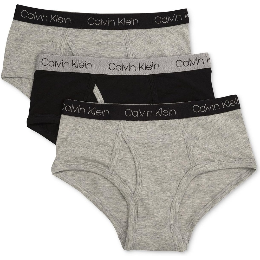 image:imageCalvin Klein Kids Boys Modern Cotton Brief Underwear 3PackBlackHeather GreyHeather Grey