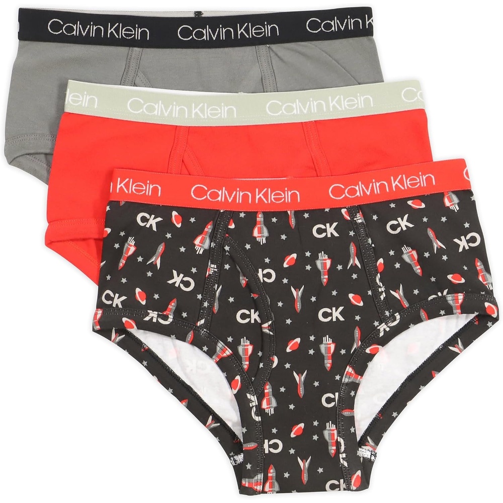 image:imageCalvin Klein Kids Boys Modern Cotton Brief Underwear 3PackCastlerockWowzer RedBlack Rockets