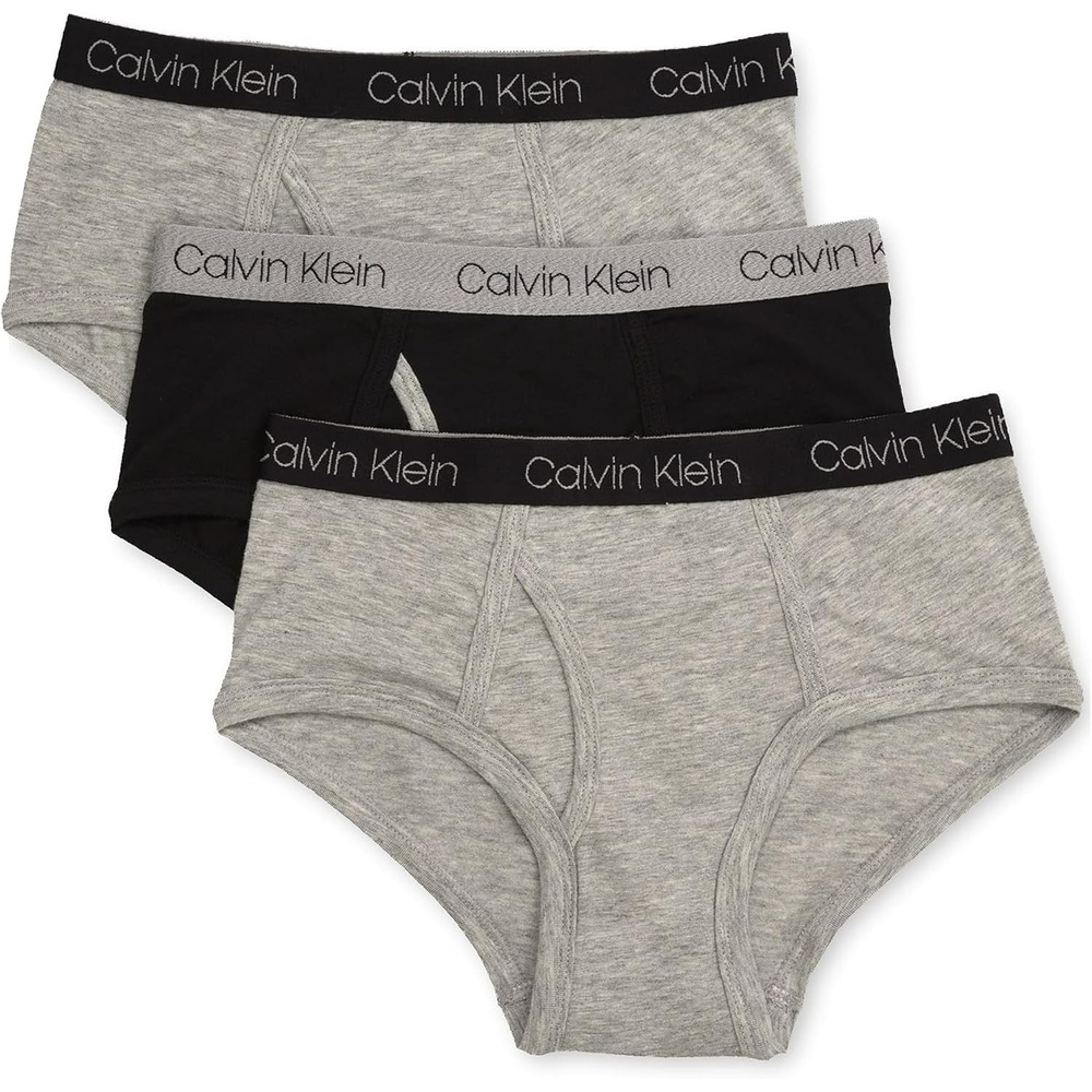 image:imageCalvin Klein Kids Boys Modern Cotton Brief Underwear 3PackHeather GreyHeather GreyBlack