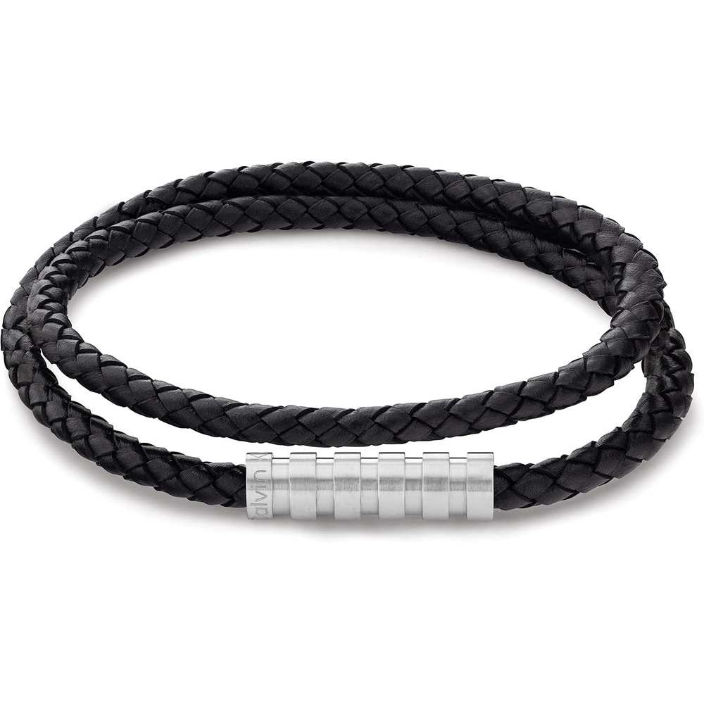 image:imageCalvin Klein Mens Braided Leather Bracelet Architectural Design Meets Modern Style with Magnetic ClosureBlack