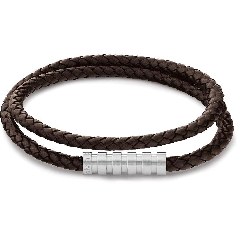 image:imageCalvin Klein Mens Braided Leather Bracelet Architectural Design Meets Modern Style with Magnetic ClosureBrown