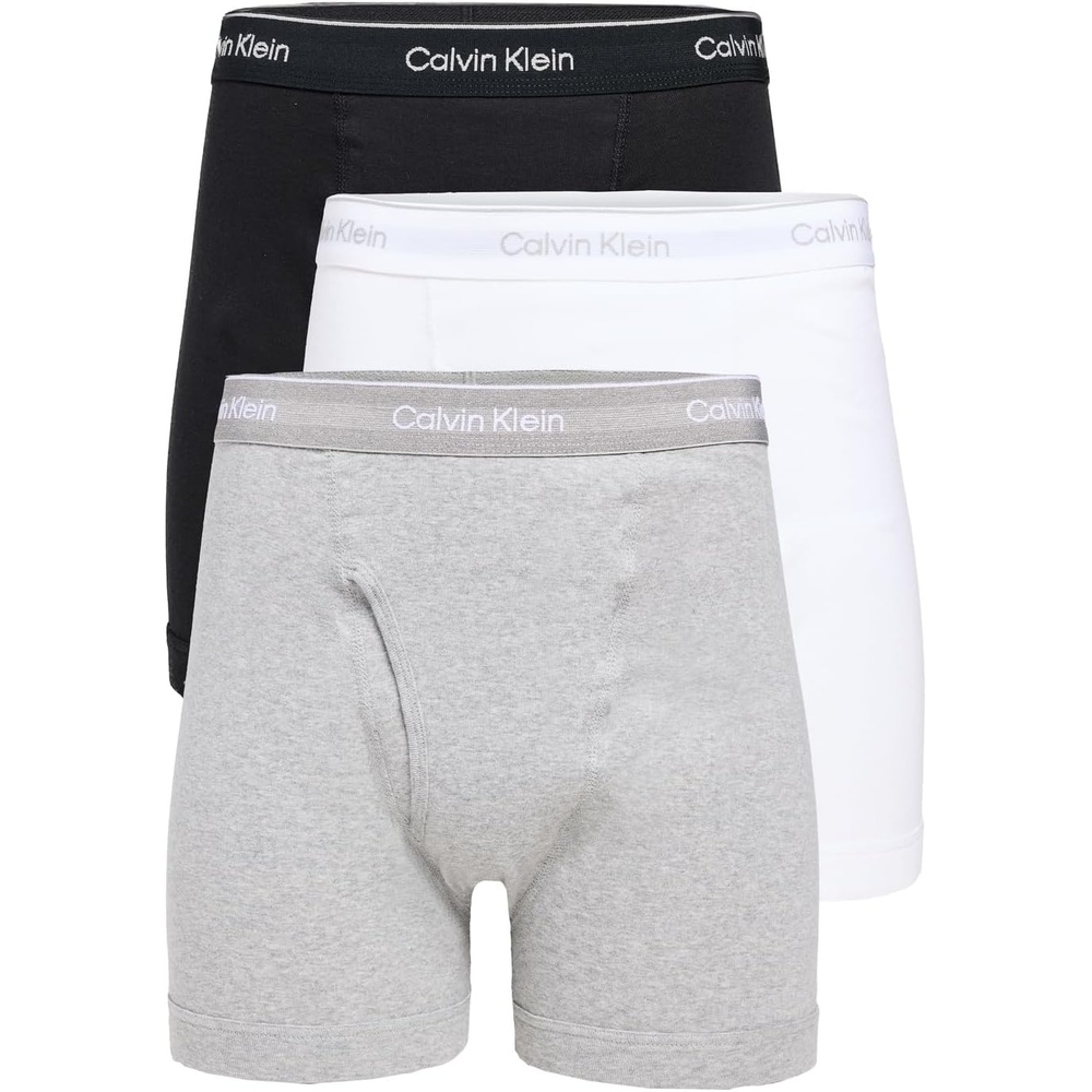 image:imageCalvin Klein Mens Cotton Classics 3Pack Boxer BriefBlack  Grey Heather  White