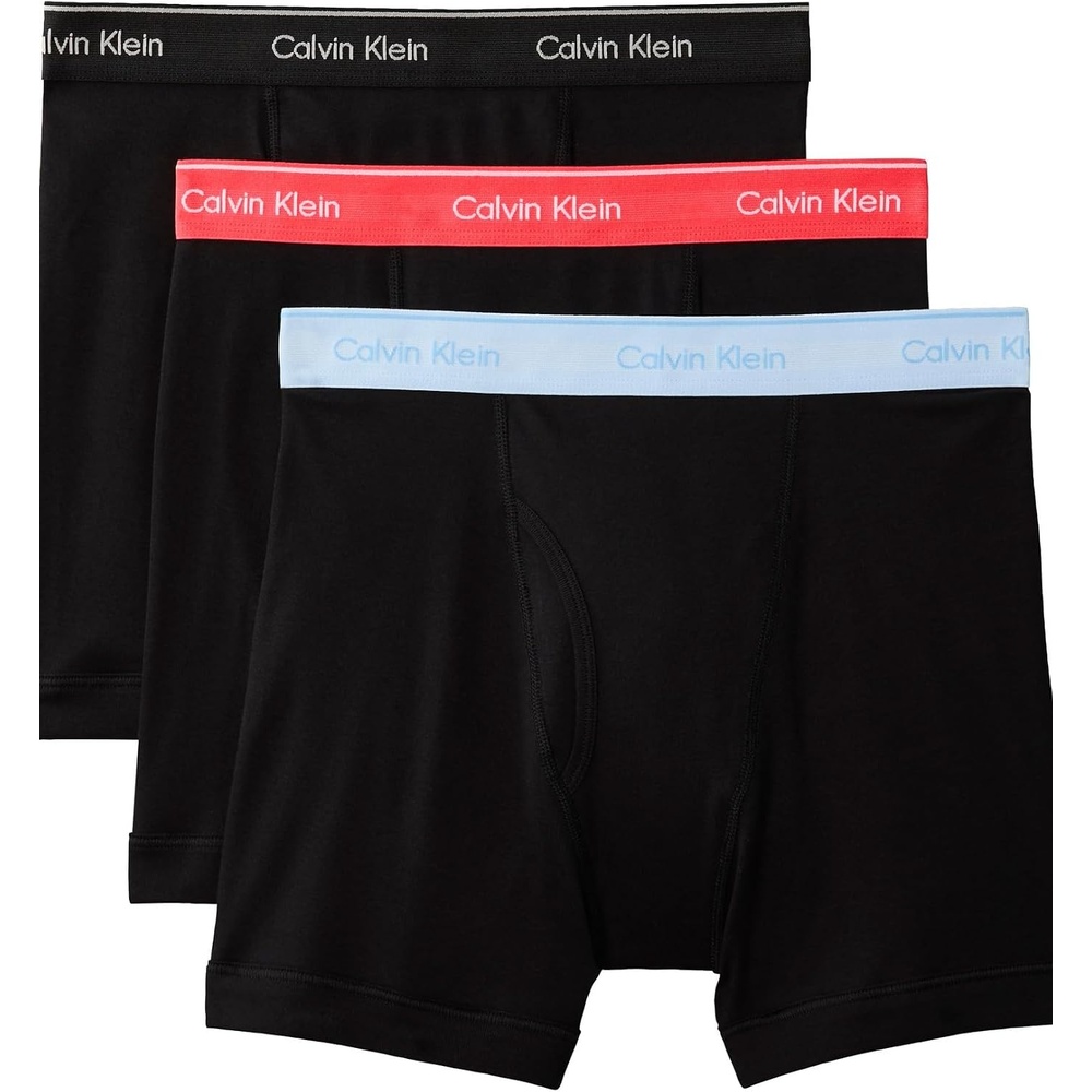 image:imageCalvin Klein Mens Cotton Classics 3Pack Boxer BriefBlack Bodies W Black  Punch Pink  Breezy Blue Wbs