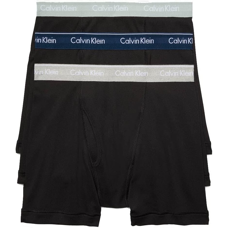 image:imageCalvin Klein Mens Cotton Classics 3Pack Boxer BriefBlack Bodies W Classic Navy  Sage Meadow  Grey Heather