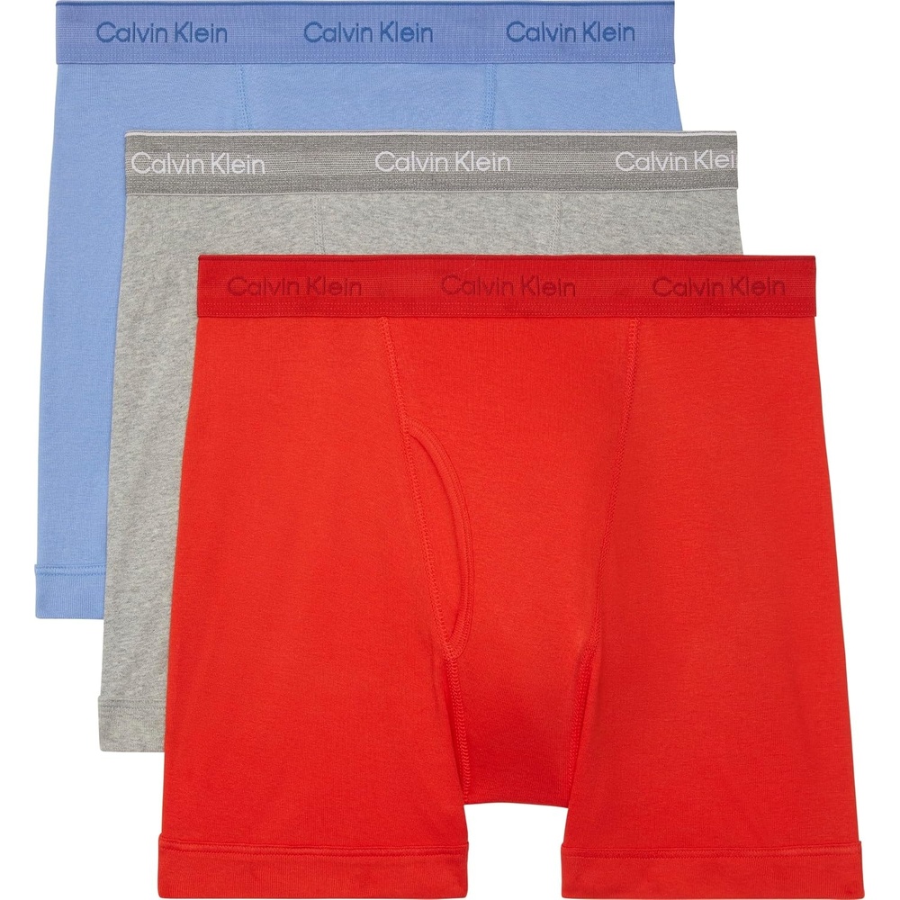 image:imageCalvin Klein Mens Cotton Classics 3Pack Boxer BriefGlacier  Grey Heather  Molten