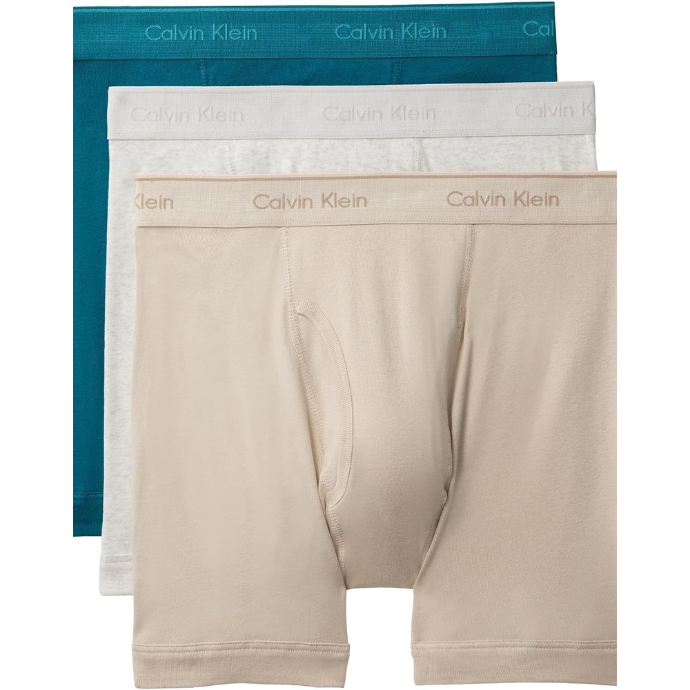 image:imageCalvin Klein Mens Cotton Classics 3Pack Boxer BriefSnow Heather teal Marine oyster Gray