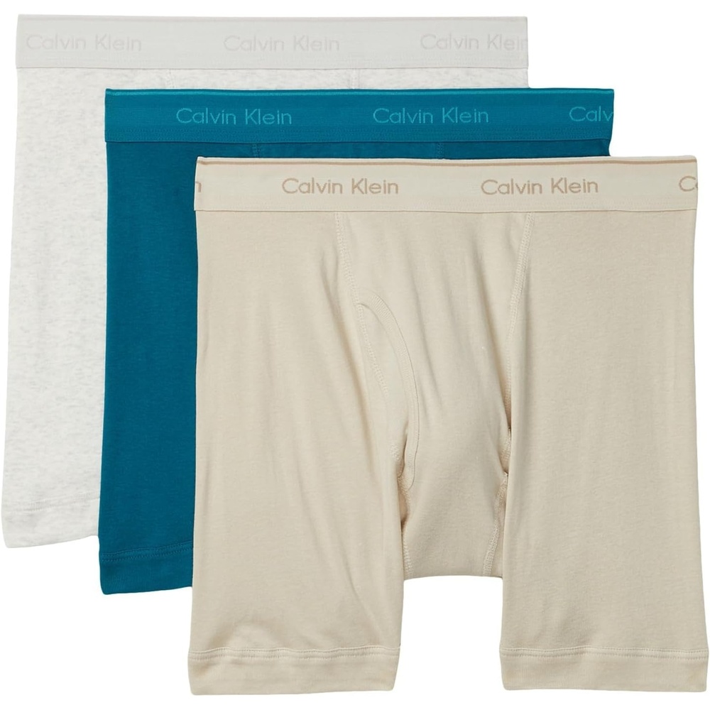 image:imageCalvin Klein Mens Cotton Classics 3Pack Boxer BriefSnow HeatherTeal MarineOyster Gray