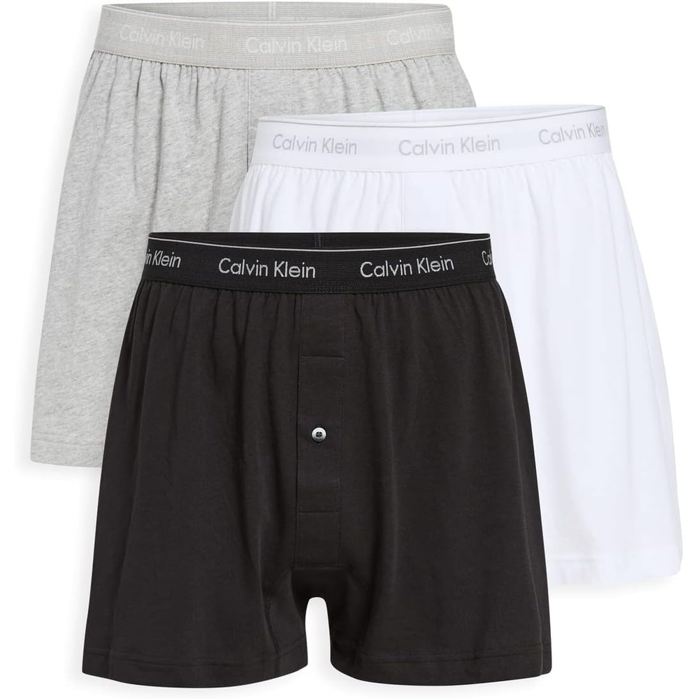 image:imageCalvin Klein Mens Cotton Classics 3Pack Knit BoxerBlack  Grey Heather  White
