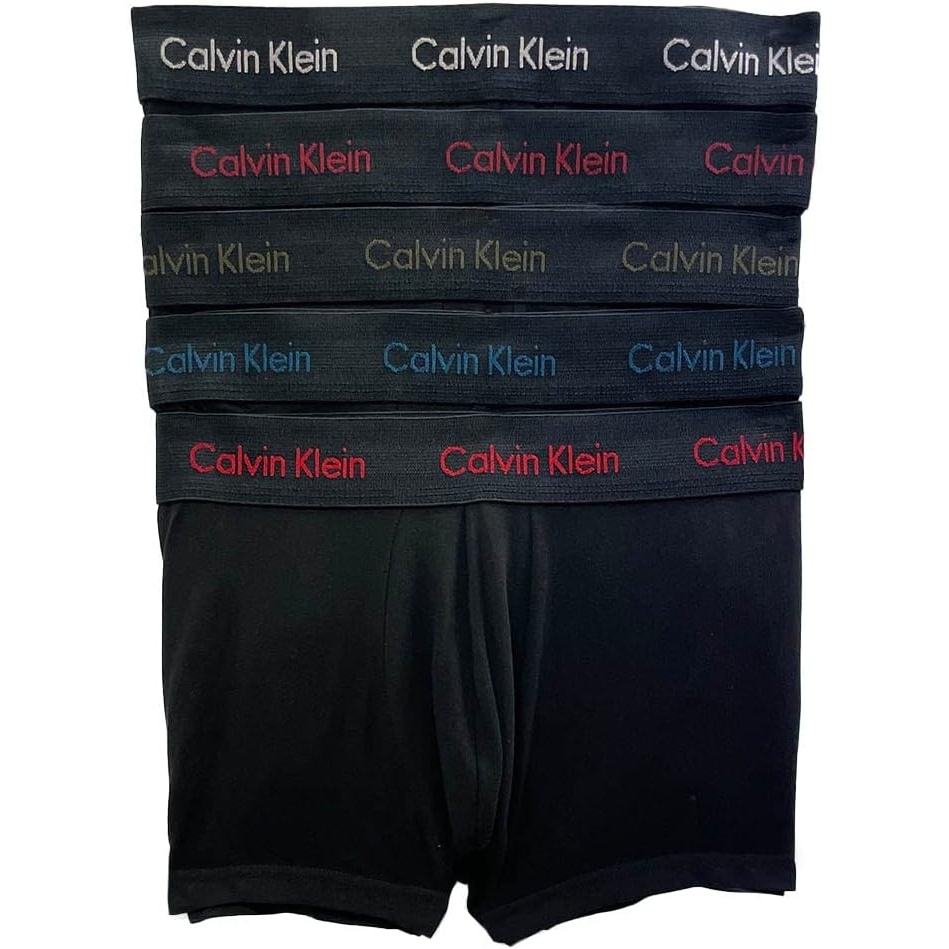 image:imageCalvin Klein Mens Cotton Classics 3Pack TrunkBlack Bodies W Classic Stone  Red Carpet  Olive  Legion Blue  Exact Logos