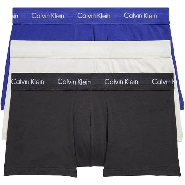 image:imageCalvin Klein Mens Cotton Classics 3Pack TrunkBlack W PhantomSpectrum BlueVaporous Gray