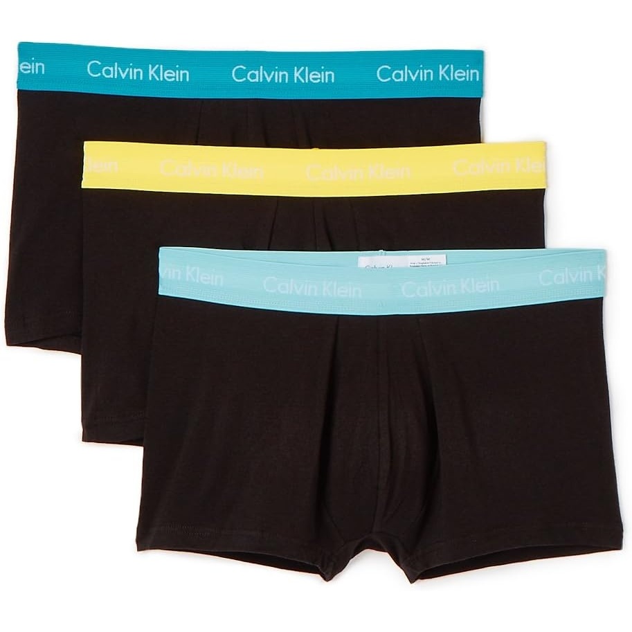 image:imageCalvin Klein Mens Cotton Classics 3Pack TrunkBlackCaneel BaySolar YellowBridge Blue