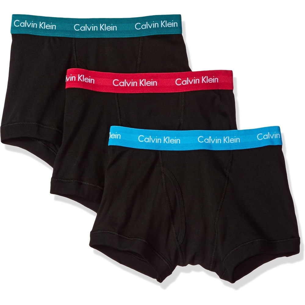 image:imageCalvin Klein Mens Cotton Classics 3Pack TrunkBlackDresden BlueSea GreenAmaranth