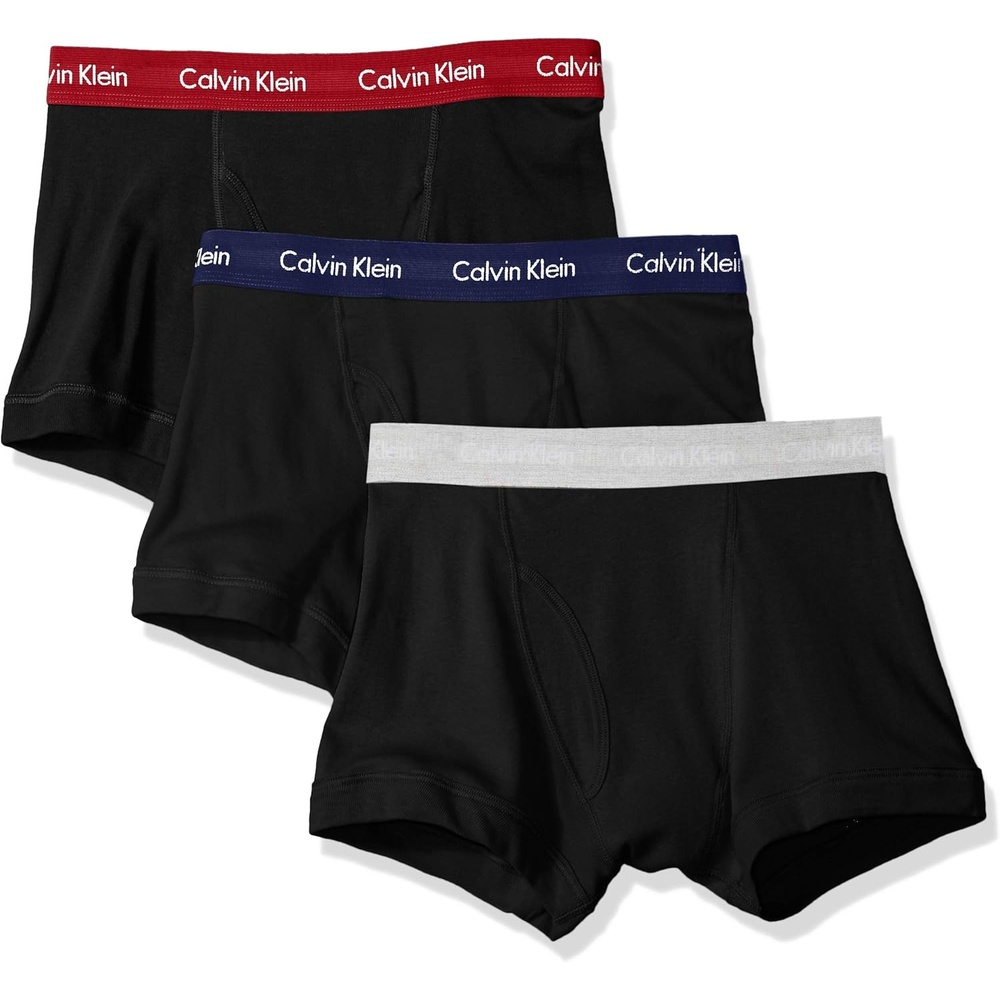 image:imageCalvin Klein Mens Cotton Classics 3Pack TrunkBlackTemperLight Grey HeatherPurple Night