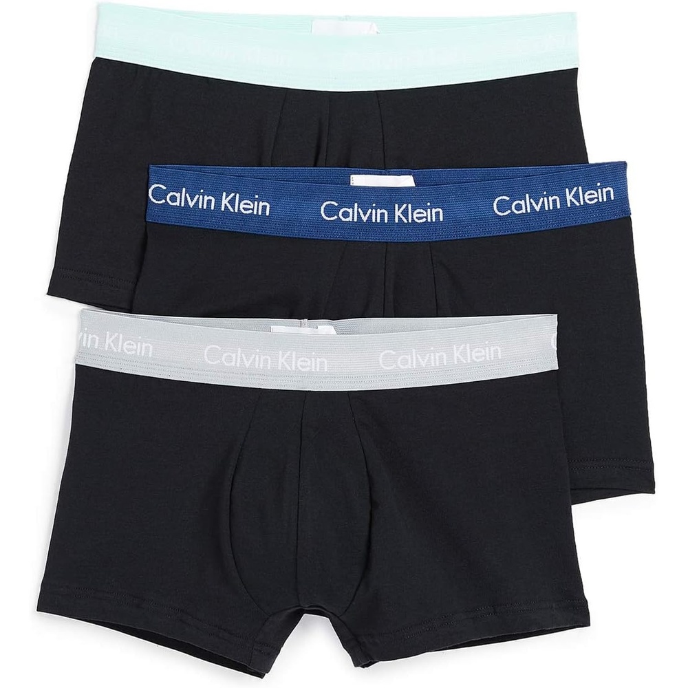 image:imageCalvin Klein Mens Cotton Classics 3Pack TrunkBlackYuccaStonyEstate Blue