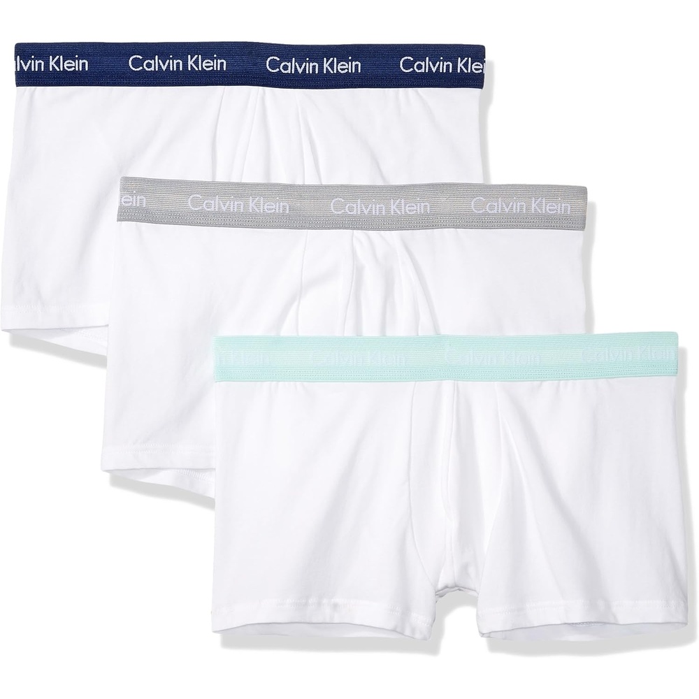 image:imageCalvin Klein Mens Cotton Classics 3Pack TrunkWhiteYuccaStonyEstate Blue